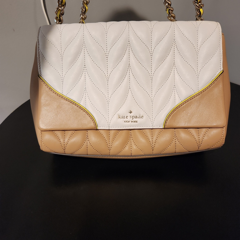 Kate Spade Quilted White and Tan Shoulder Bag - Picture 2 of 4